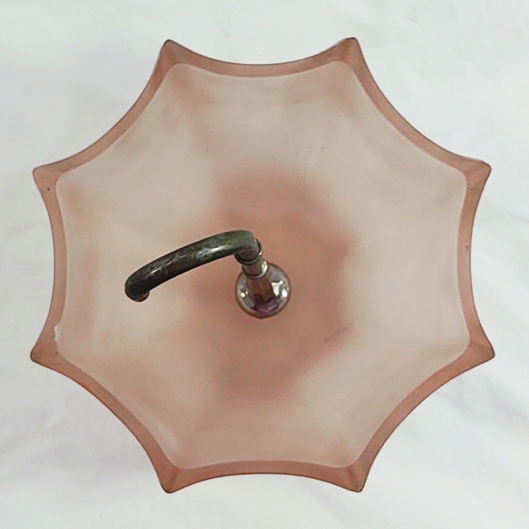 Vintage 1950s Pink Frosted Upside Down Umbrella Trinket/Candy Dish - Picture 7 of 8